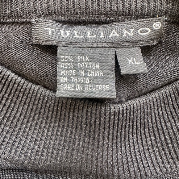 Men's Black Silk & Cotton Sweater Preppy Academia Neutral Layer Sz XL - Picture 6 of 8